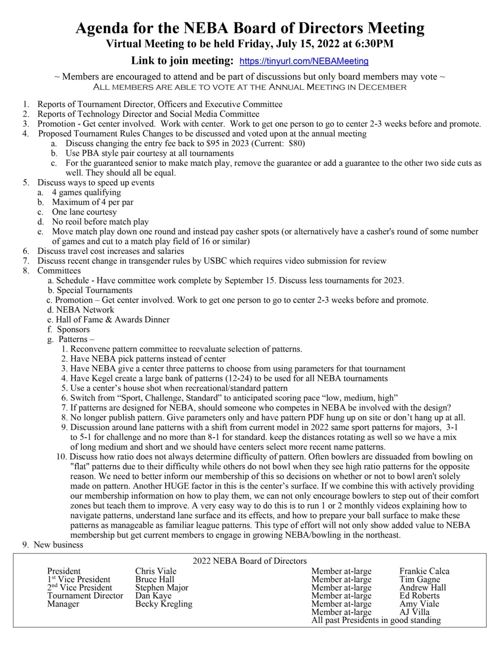 Agenda for Meeting 2022 July 15