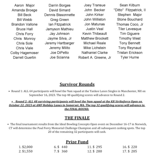 Round two of the survivor round for the Paul Forry Memorial Cup Series