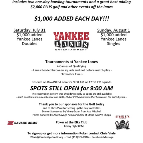 Spots Open for this Weekend at Yankee Lanes